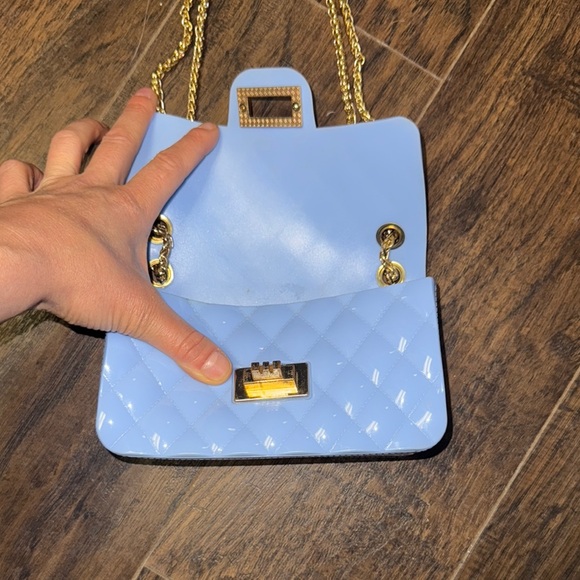 Elegant Blue Quilted Jelly Chain Bag - Picture 2 of 7